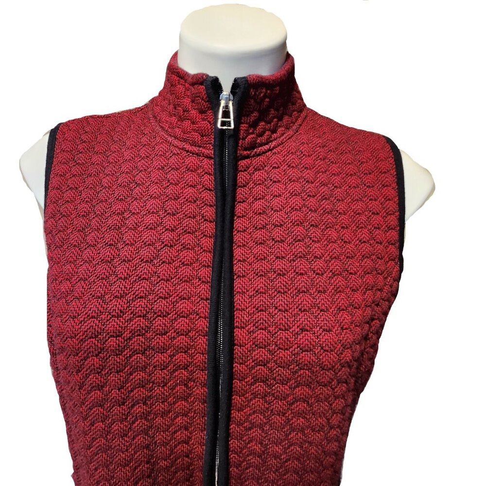 ❤️ 4/$20 Kim Rogers vest Women's medium Quilted red black zip-up Collar fall - Picture 2 of 16